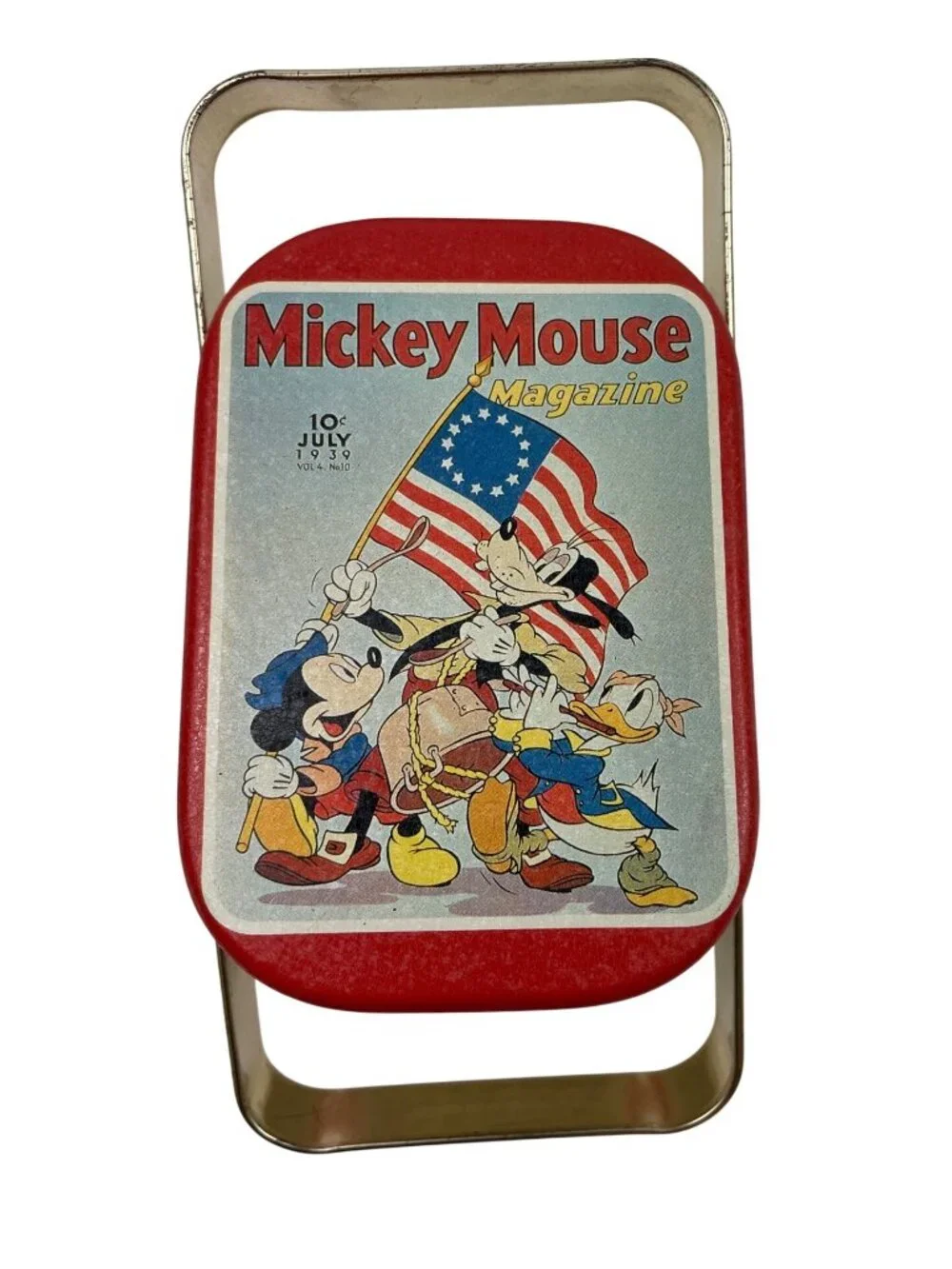Vintage Mickey Mouse Magazine Tin Lunchbox With Handle
